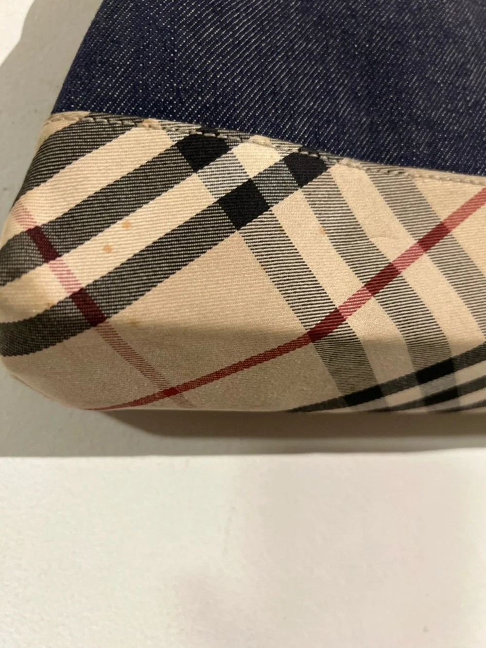 Burberry Navy and Beige Plaid Top-Frame Satchel - Picture 6 of 11